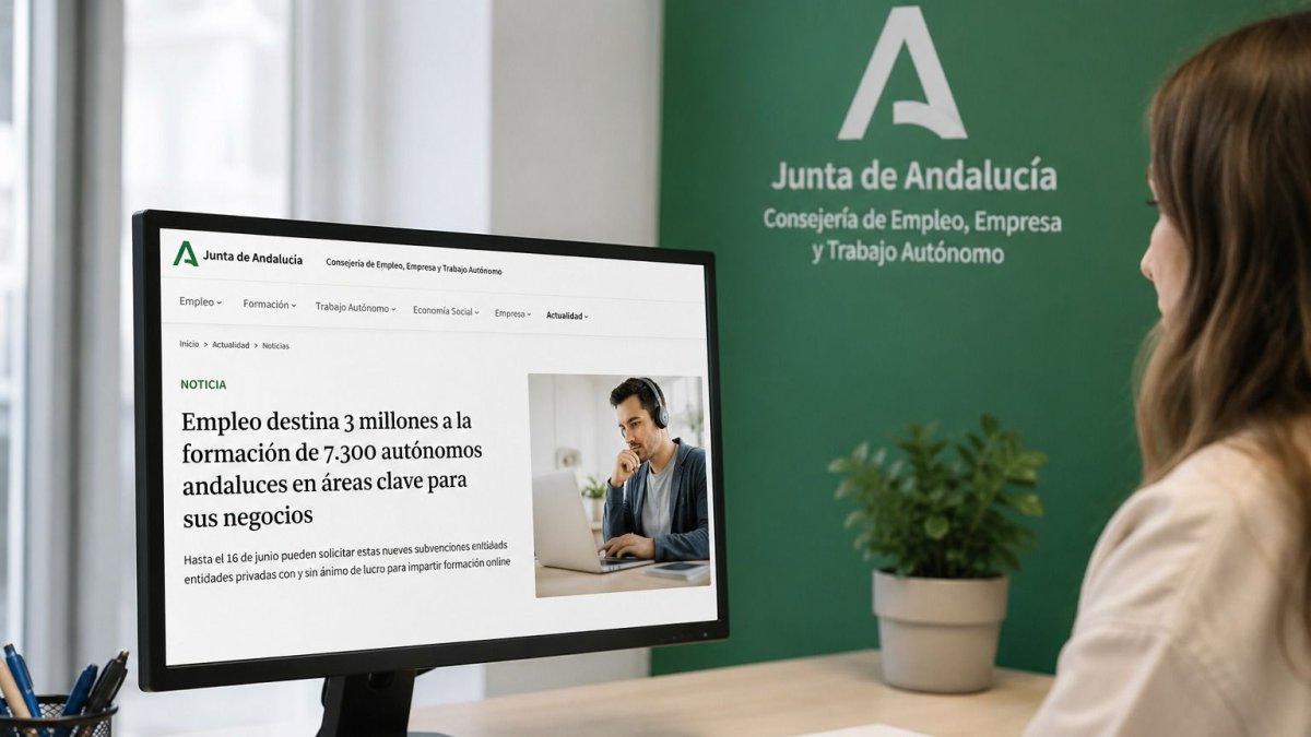 Informan sobre la convocatoria del programa de teleformación para personas trabajadoras autónomas impulsado por la Junta