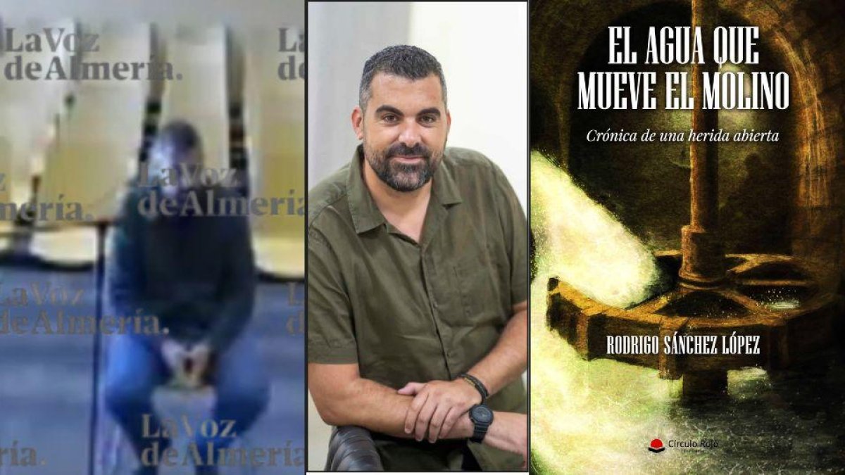 Rodrigo Sánchez López, autor de 'El agua que mueve el molino'; a la derecha, declarando ante el juez tras ser detenido por el Caso Mascarillas.