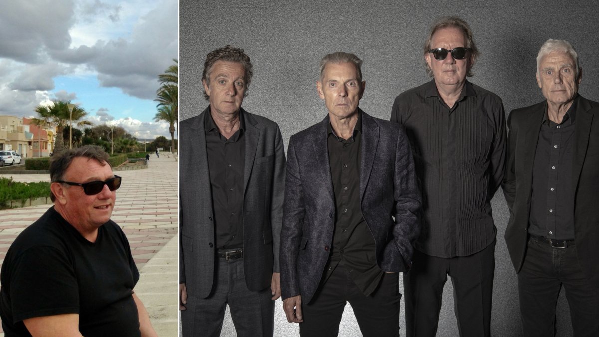 Chris Fenwick, manager de Dr. Feelgood, en Almería en 2014. A la derecha, una imagen reciente de la banda.