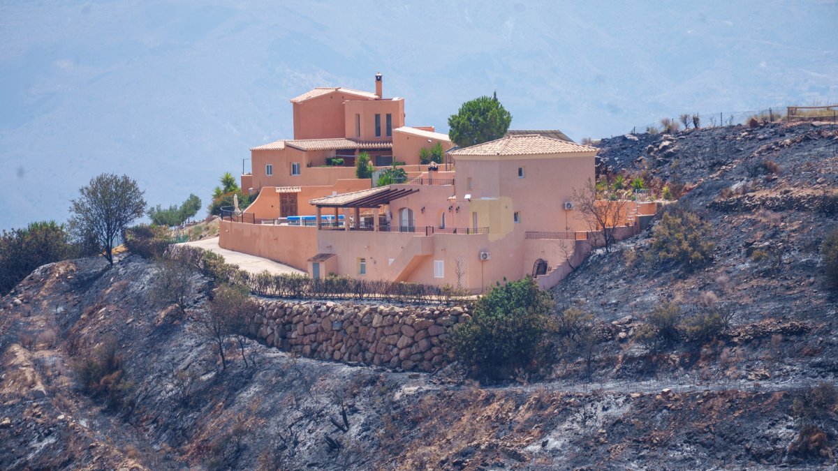 Imagen de la zona afectada por el paso del incendio de Los Gallardos. A 11 de julio de 2026 en Almería (Andalucía, España).