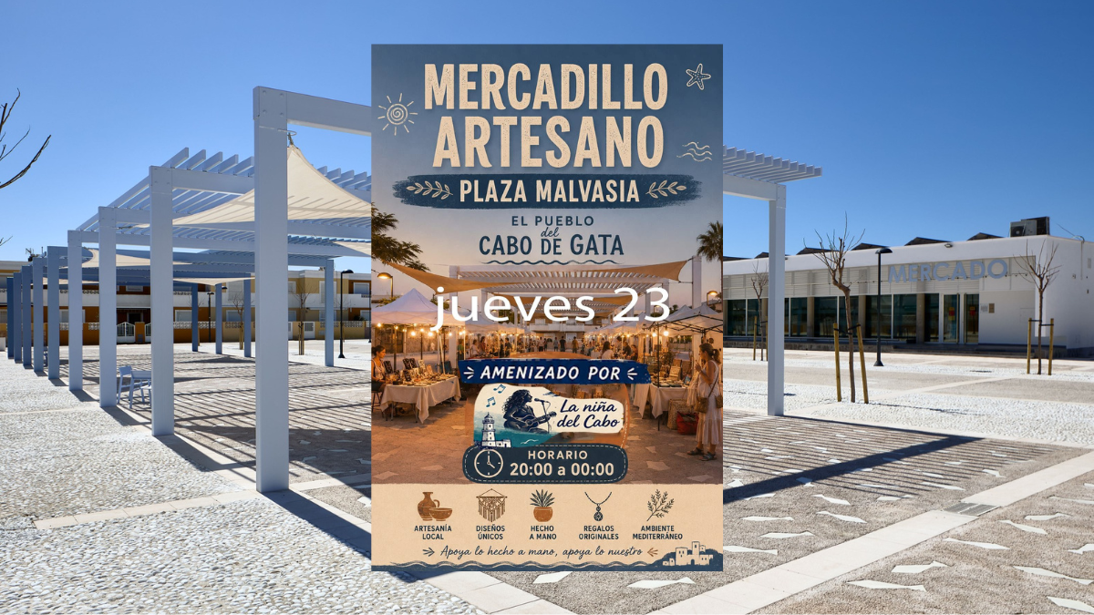 La Plaza Malvasía, en el pueblo de Cabo de Gata, lugar del mercadillo.