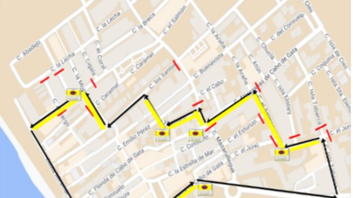 Recorrido de la procesión en Cabo de Gata.