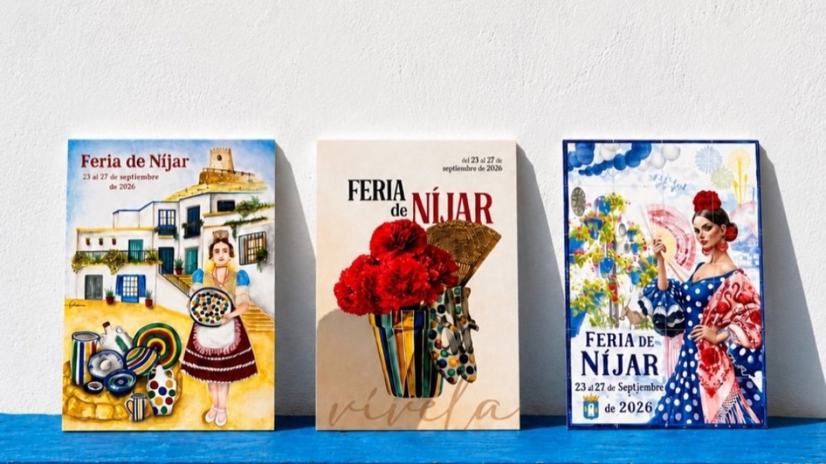 Los tres carteles finalistas para la Feria de Níjar.