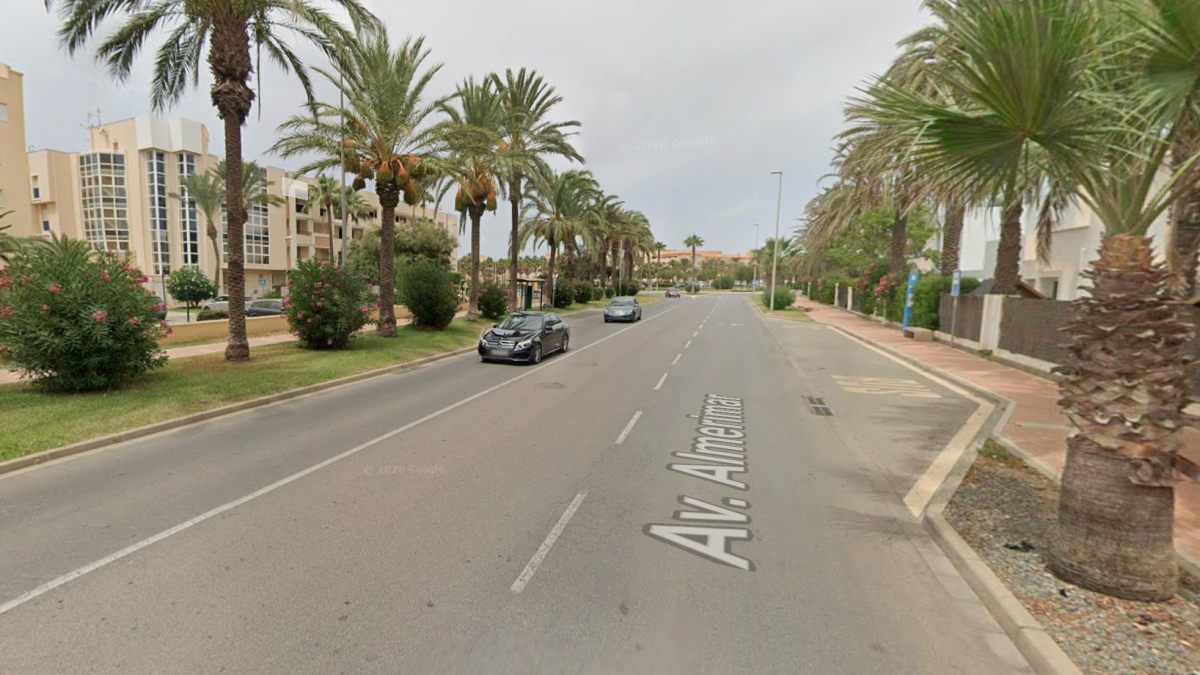 El atropello se produjo en este tramo de la avenida de Almerimar.