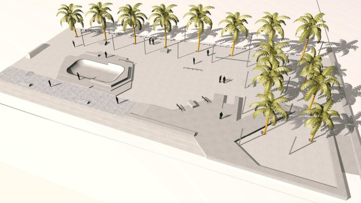 Diseño de la nueva pista de skatepark en el Parque de los Periodistas de Almería.