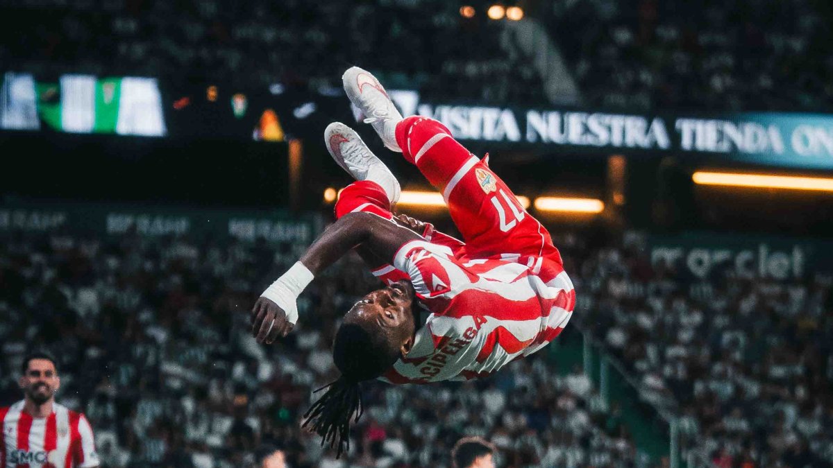 Así celebró Cipenga su golazo el sábado por la noche ante el Córdoba.