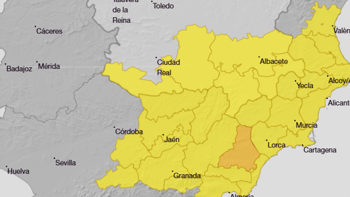 Mapa de avisos de Aemet para este jueves, 17 de septiembre.