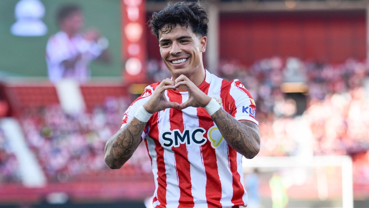 Nico Melamed celebra su gol en casa al filial del Celta.
