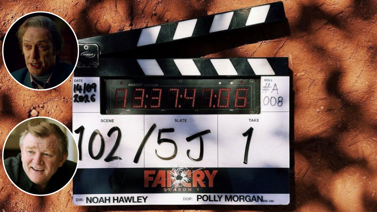 Fotomontaje del inicio del rodaje de 'Far Cry' con dos de sus protagonistas: Steve Buscemi y Brendan Gleeson.