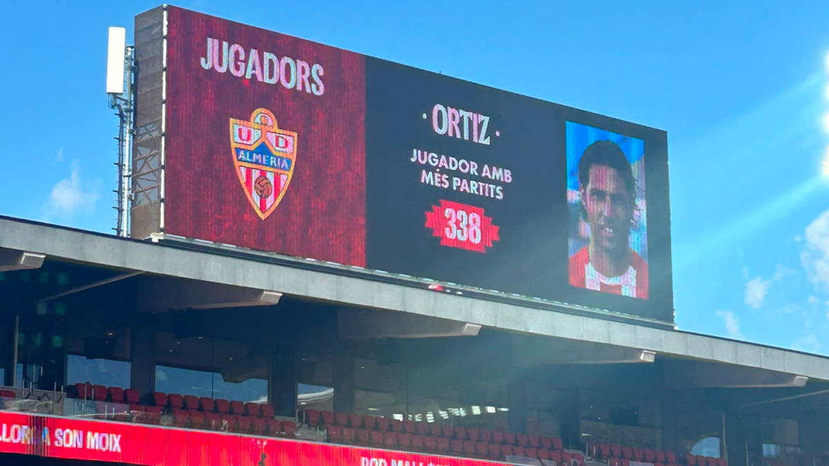 El videomarcador de Son Moix proyectando los números del eterno capitán.