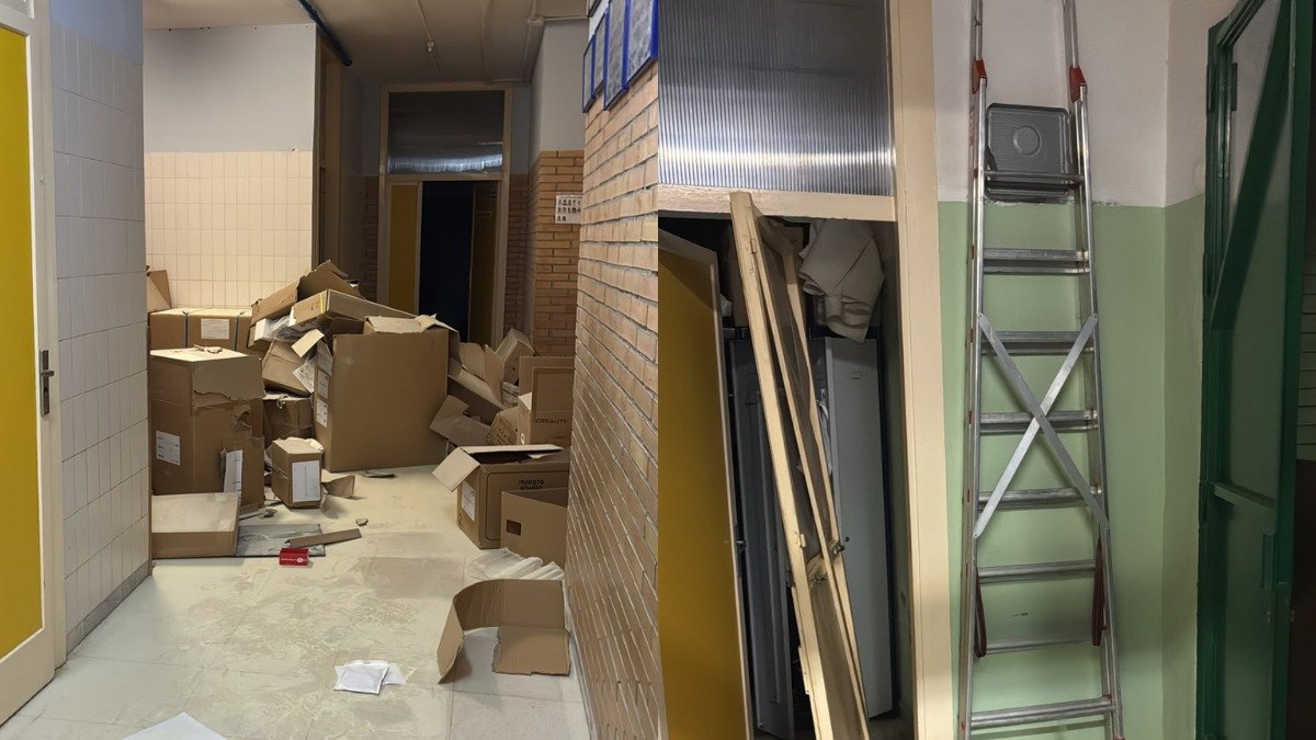 Dos escenas de los daños causados en el interior del CEIP Santa Isabel, donde habrían robado material y provocado desperfectos durante la pasada madrugada.