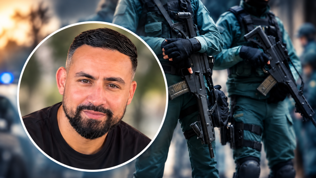 El policía belga asesinado en un montaje junto a una imagen de la Guardia Civil.