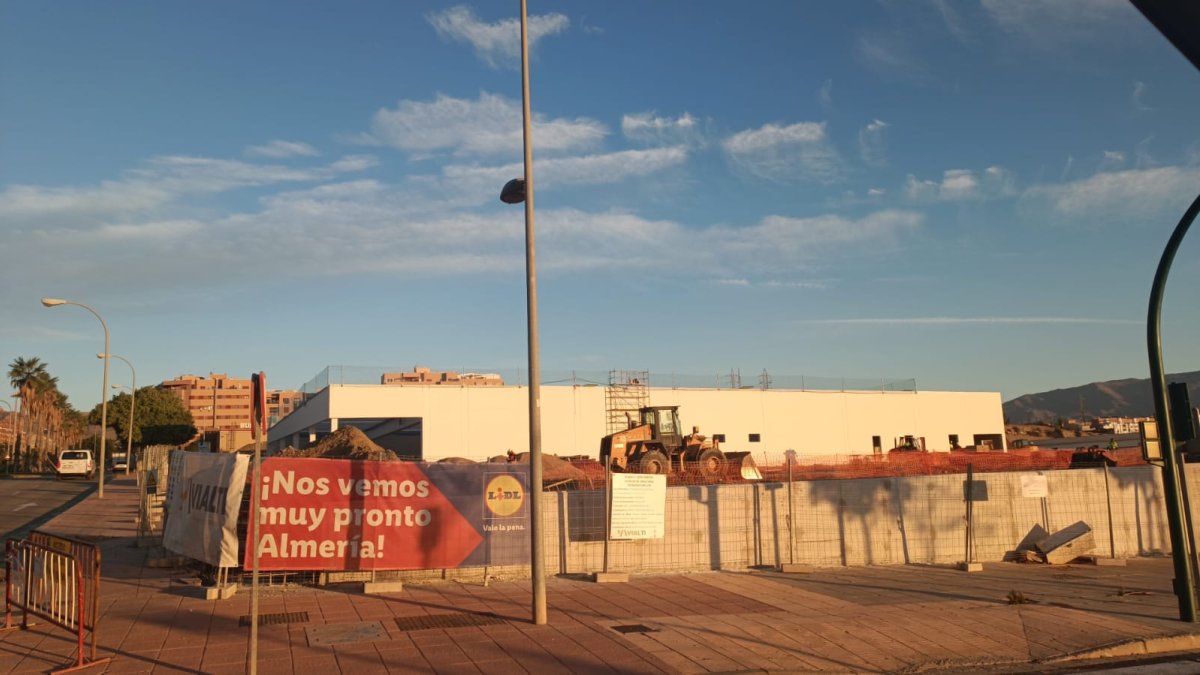Estructura del nuevo Lidl que ya se construye junto al Centro Comercial Torrecárdenas.