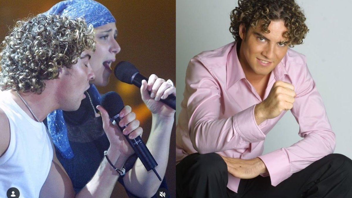 A la izquierda: David Bisbal junto a Rosa. A la derecha: el almeriense en una foto de la época.