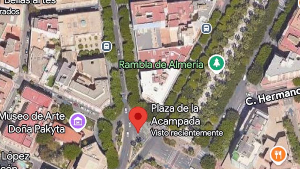 Localización en Google Maps de la antigua Plaza Emilio Pérez.