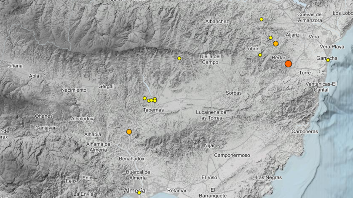 Actividad sísmica de la última semana en la provincia de Almería
