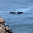Así se refugian cinco narcolanchas del temporal en San Juan de los Terreros.