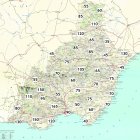 Mapa con los mayores acumulados de lluvia en las distintas zonas de la provincia.