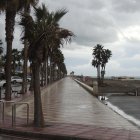 El Paseo Marítimo de Almería totalmente vacío en una mañana de lluvia.