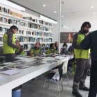 Trabajos en el puesto de mando de Las Negras, esta mañana.