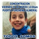 Cartel oficial de la convocatoria por Gabriel difundido esta tarde por la familia.