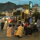 Imagen del corte de la carretera protagonizado por los vecinos.