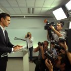 Pedro Sánchez, en la sede de Ferraz.