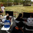 Pequeños preparados para participar en el torneo.