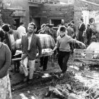 Barrio de las Arenas en Tarrasa donde vivían centenares de familias almerienses tirando de una mesa y colchones tras la terrible riada de 1962.