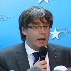 Carles Puigdemont comparece ante los medios de comunicación.