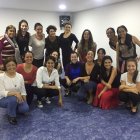 Anabel Veloso (cuarta por la derecha, fila de abajo) en la inauguración de la Casa de Flamenco de Bogotá.