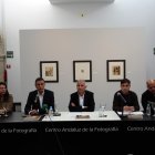 Presentación de las nuevas exposiciones del CAF, ayer, con el consejero de Cultura.