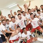 La celebración en el vestuario.