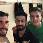 La foto que subió Luis Rioja desde el vestuario con Chema y Corpas.