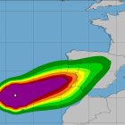Mapa de la Aemet con la previsión del avance del huracán Leslie.