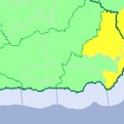 Mapa de alertas en parte de Andalucía y de la Región de Murcia.
