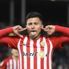 Narváez celebrando su gol ante el Depor.