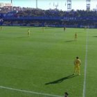 Los jugadores del Reus protestando en el campo del Alcorcón.