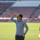 Alberto González, en el derbi, su último partido.