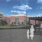 Diseño de cómo quedará la rotonda resultante en el cruce de calle Santiago y Blas Infante.