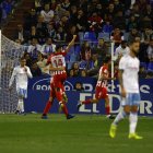 Los jugadores del Almería celebrando un gol en La Romareda.