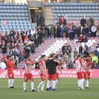 Los jugadores del Almería celebrando la victoria ante el Córdoba.