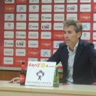 El director deportivo del Almería en rueda de prensa este lunes.