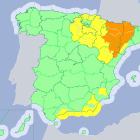 Mapa de alertas de la Agencia Estatal de Meteorología.