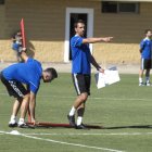 Nandinho en su primer entrenamiento con el Almería B.