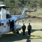 El helicóptero con los restos de Franco aterriza en Mingorrubio.
