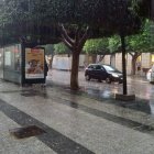 Imagen del centro de Almería en un día de lluvia.