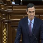 Pedro Sánchez habla en su intervención.