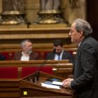 El president de la Generalitat, Quim Torra, en el Parlament este lunes.