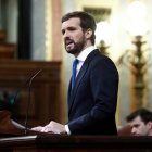 Pablo Casado, durante su intervención en el Congreso de los Diputados.